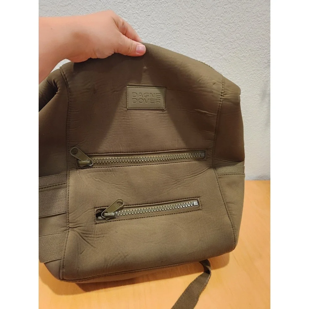 Dagne Dover Brown Neoprene‎ Backpack Travel Laptop Diaper Bag Medium  dark moss